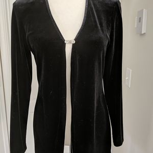 J. R. Nites By Caliendo Women’s Long Sleeve Black Velvet Cardigan Medium